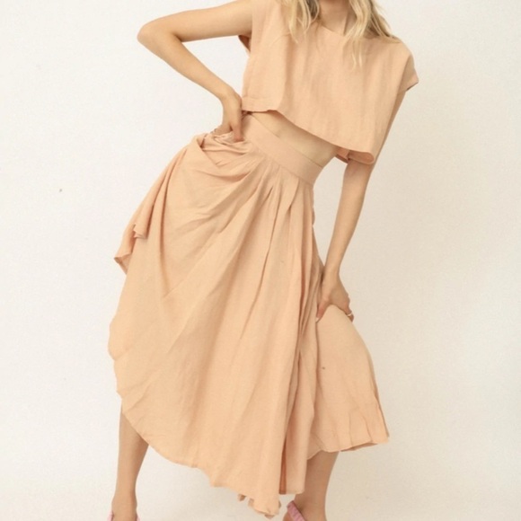 Mable pleated vintage Victorian style pockets small beige midi‎ classic hi waist - Picture 1 of 12
